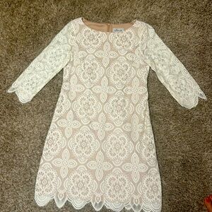 Size 8 Ivory lace midlength dress.